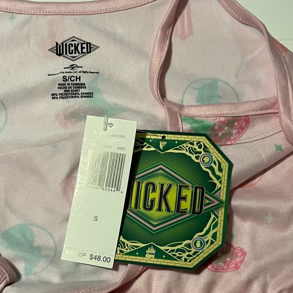 Wicked (licensed) Light Pink & Green Women's Cami & Shorts PJ Set, NWT, Small - Picture 5 of 5